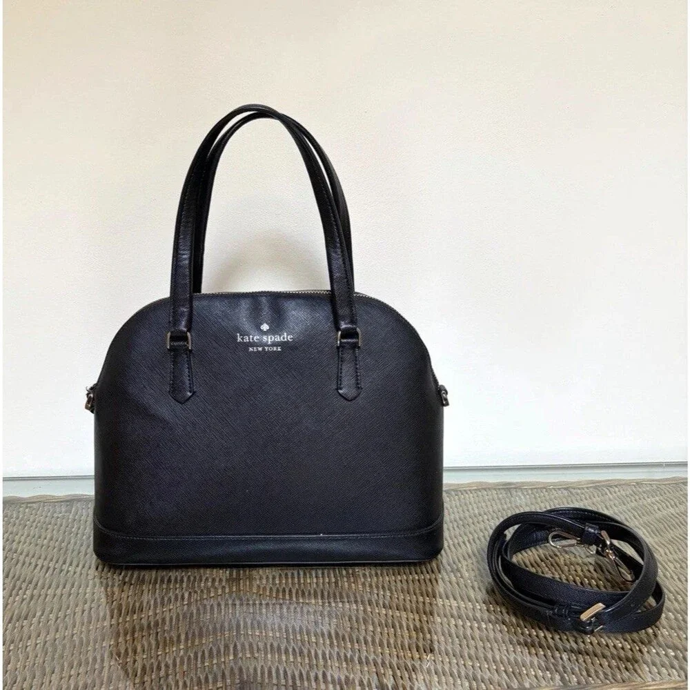 Kate Spade Sadie Dome Bag Black Saffiano Leather  2 Way Crossbody Strap